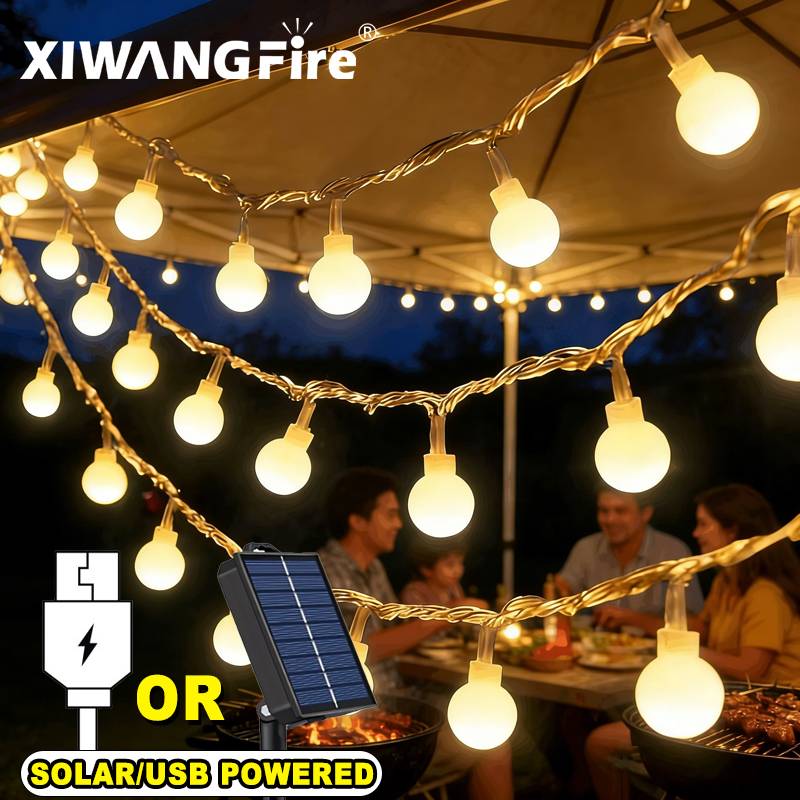 Outdoor Adventurer - Lampu String Tenaga Surya/USB/Baterai 3-10M, Bola
